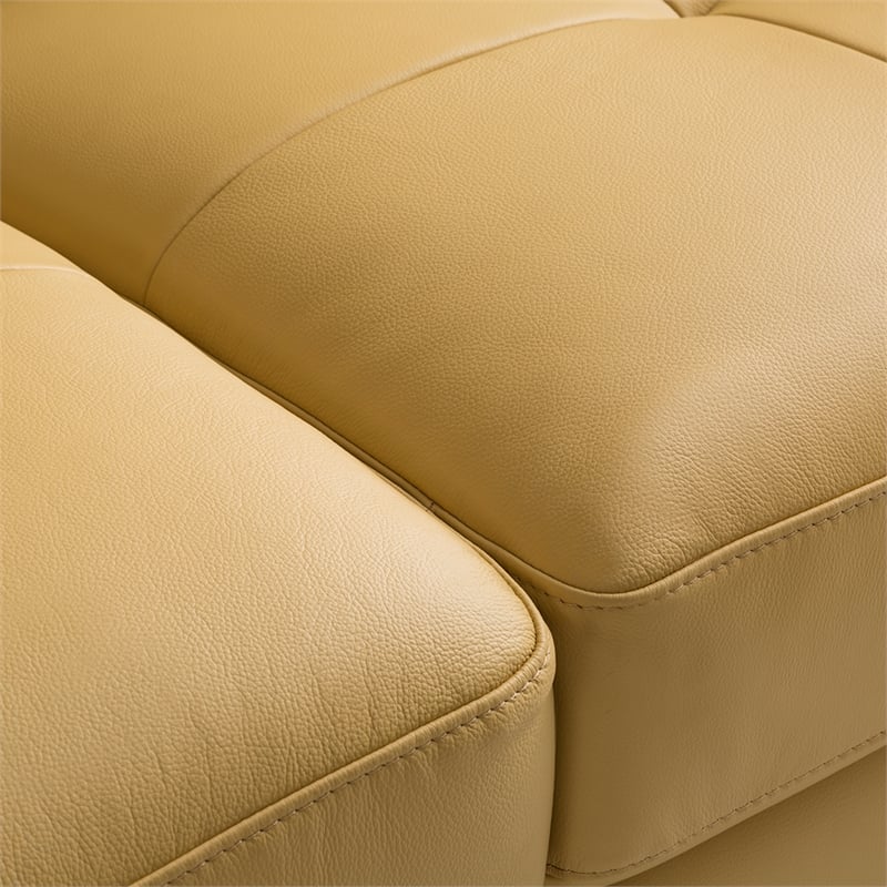 EK078 Yellow Color With Italian Leather Loveseat