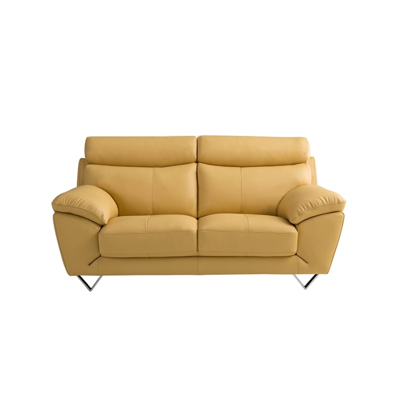 EK078 Yellow Color With Italian Leather Loveseat