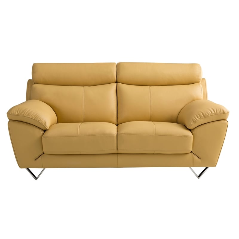 EK078 Yellow Color With Italian Leather Loveseat