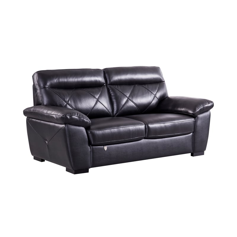 EK081 Black Color With Italian Leather Sofa