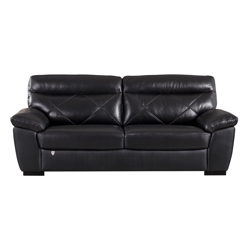 EK081 Black Color With Italian Leather Sofa