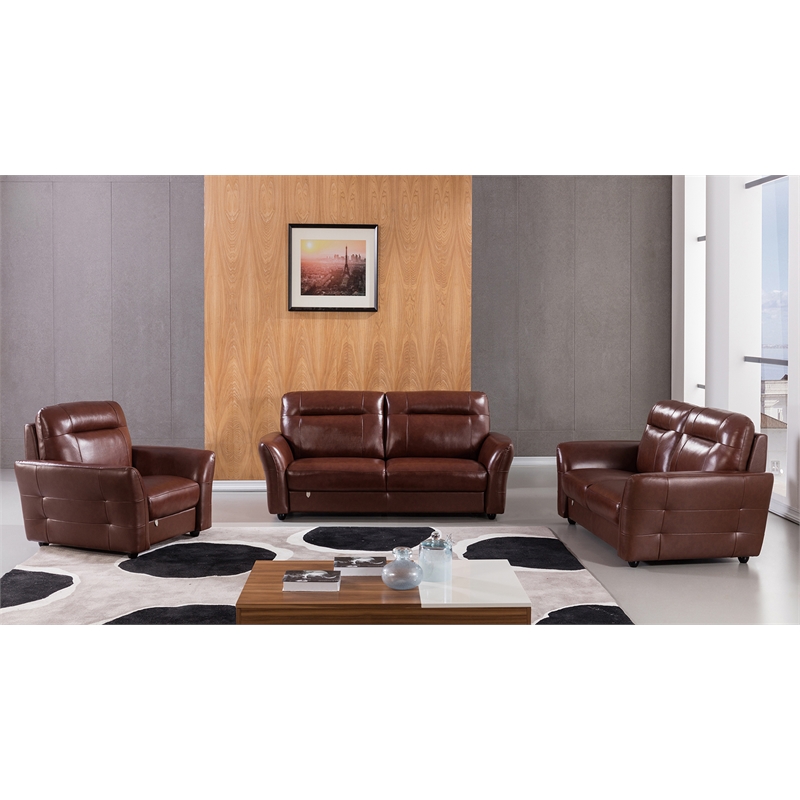 EK090 Brown Color With Italian Leather Sofa