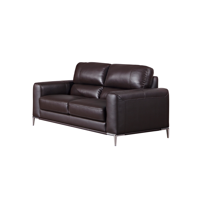 EK016 Dark Chocolate (Brown) Color With Italian Leather Loveseat