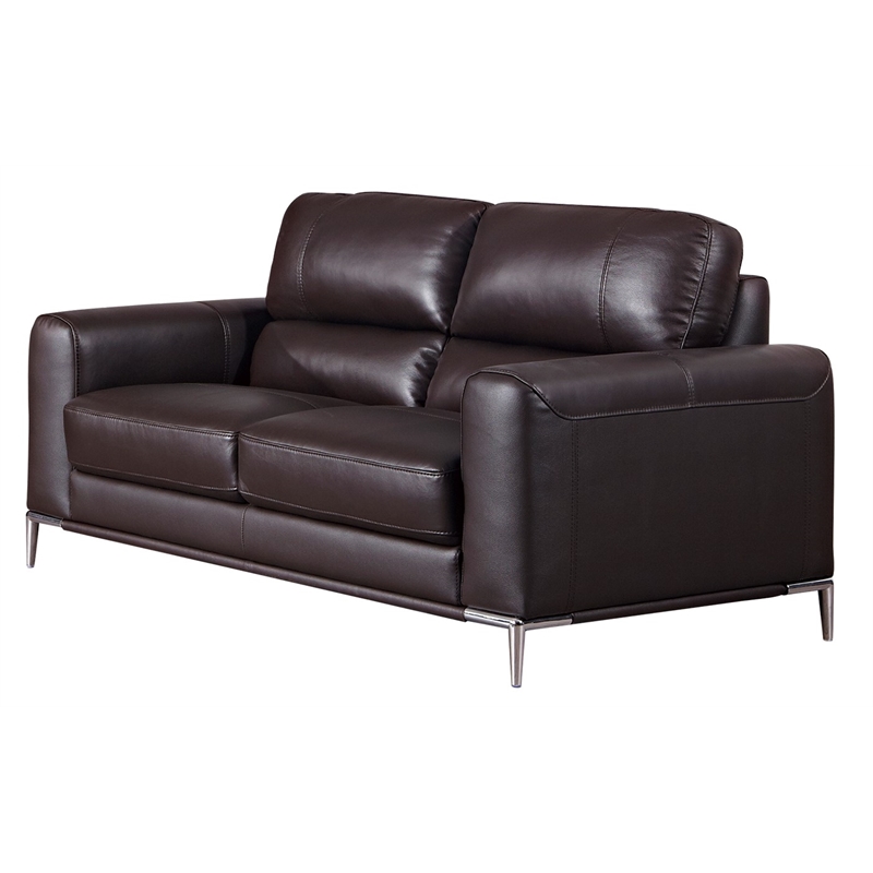 EK016 Dark Chocolate (Brown) Color With Italian Leather Loveseat