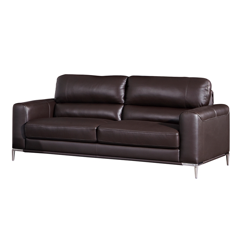 EK016 Dark Chocolate (Brown) Color With Italian Leather Sofa