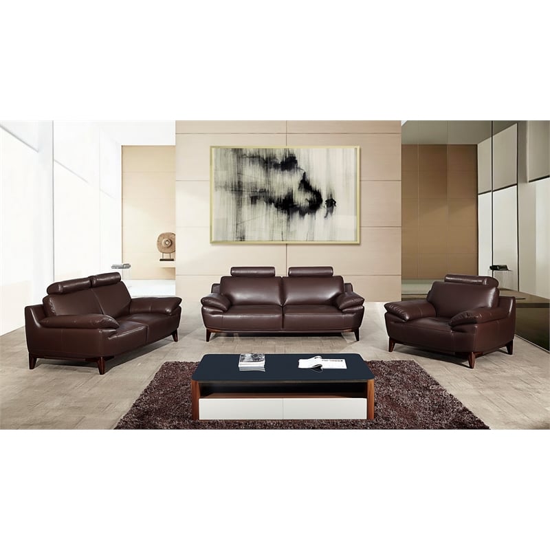 EK028 Dark Brown Color With Italian Full Leather Loveseat
