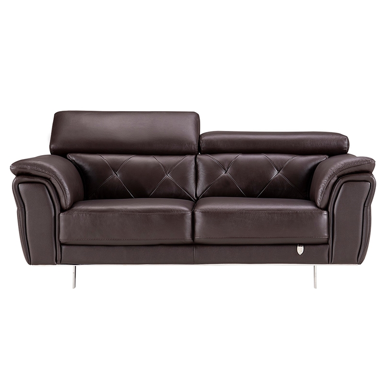 EK068 Dark Chocolate (Brown) Color With Italian Leather Loveseat