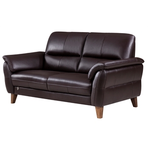 EK073 Dark Chocolate (Brown) Color With Italian Leather Loveseat