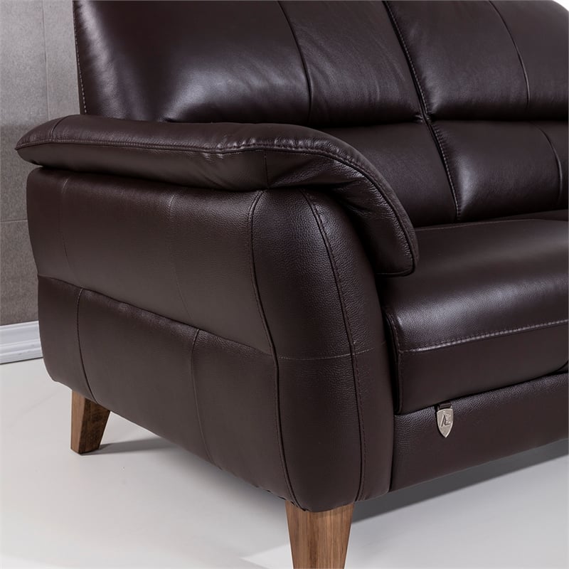EK073 Dark Chocolate (Brown) Color With Italian Leather Sofa