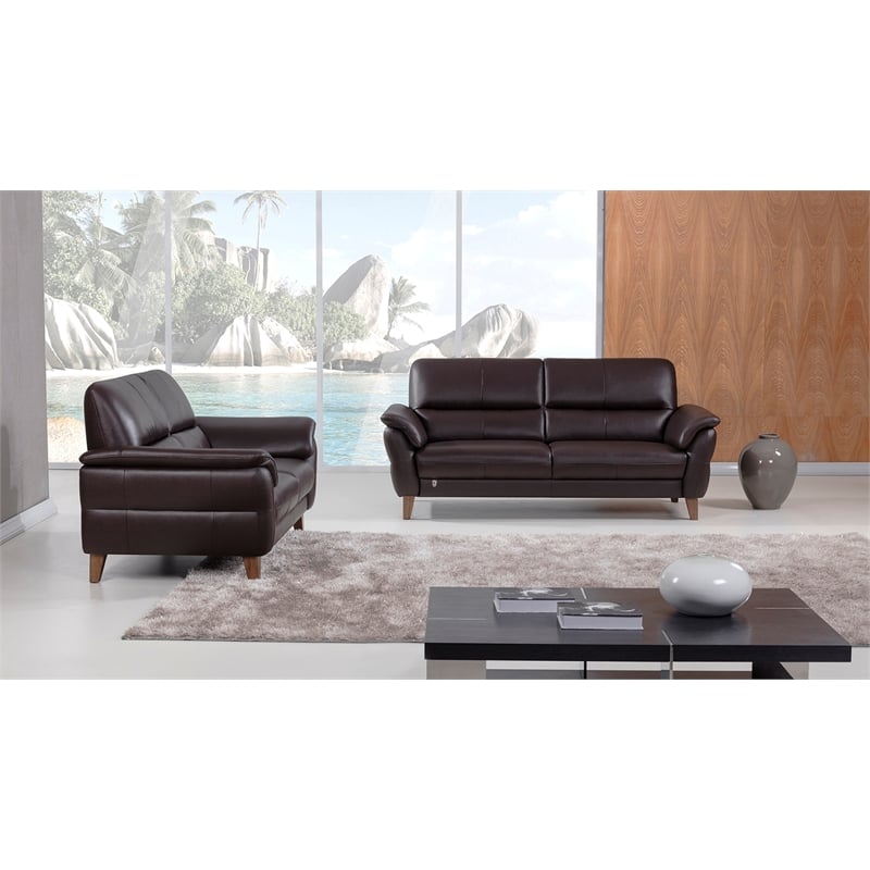 EK073 Dark Chocolate (Brown) Color With Italian Leather Sofa