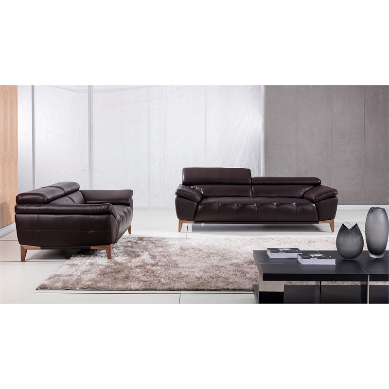 EK076 Dark Chocolate (Brown) Color With Italian Leather Loveseat