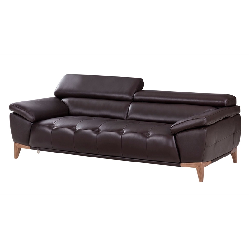 EK076 Dark Chocolate (Brown) Color With Italian Leather Sofa