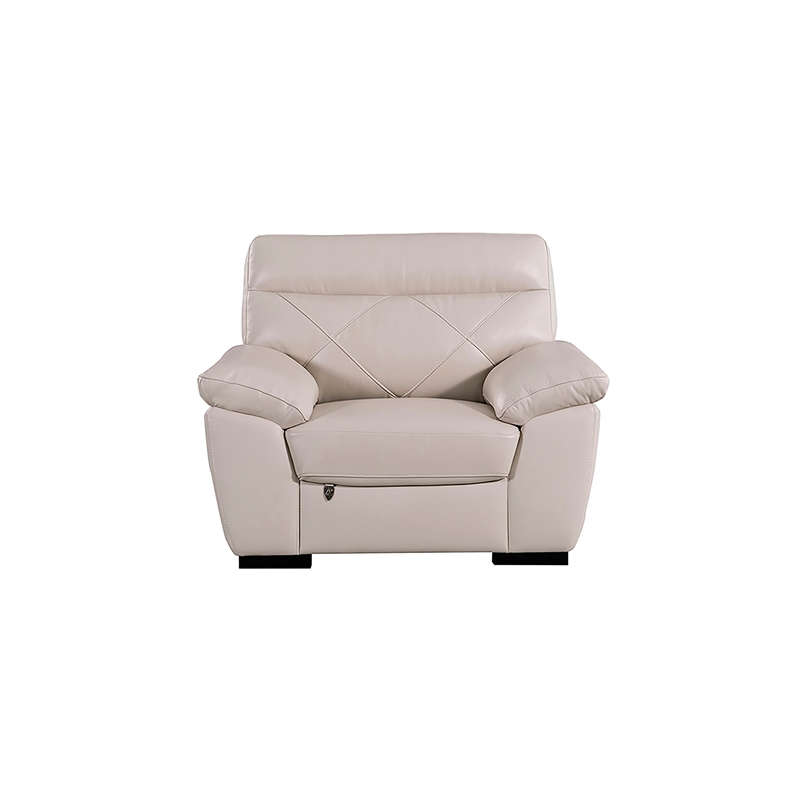EK081 Light Gray Color With Italian Leather Chair and wooden legs