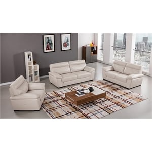 EK081 Light Gray Color With Italian Leather Chair and wooden legs