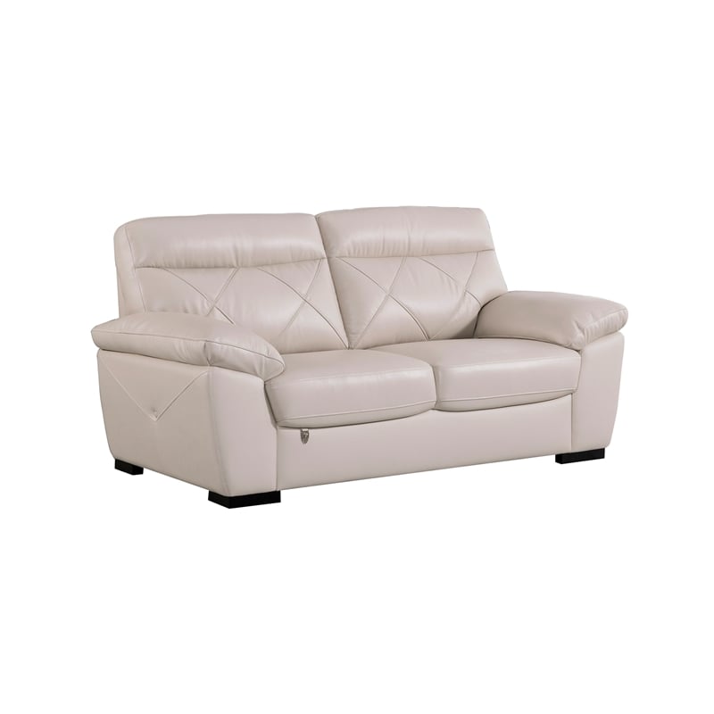 EK081 Light Gray Color With Italian Leather Loveseat
