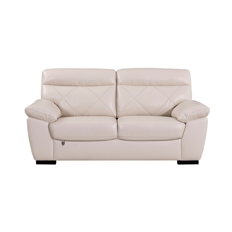 EK081 Light Gray Color With Italian Leather Loveseat