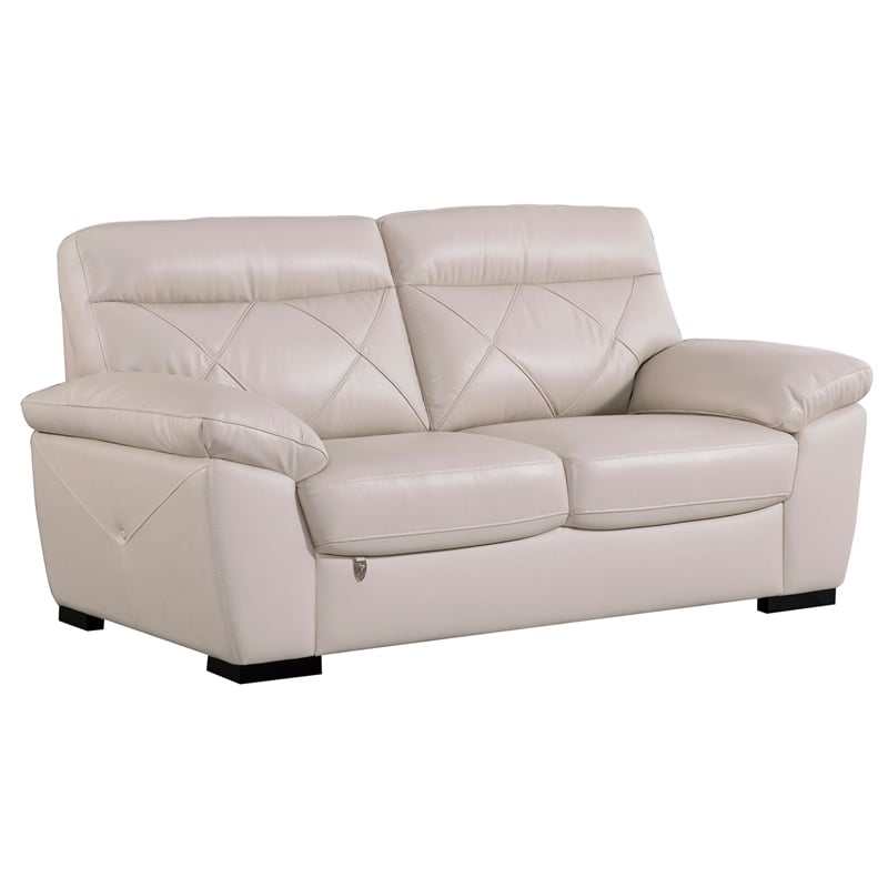 EK081 Light Gray Color With Italian Leather Loveseat