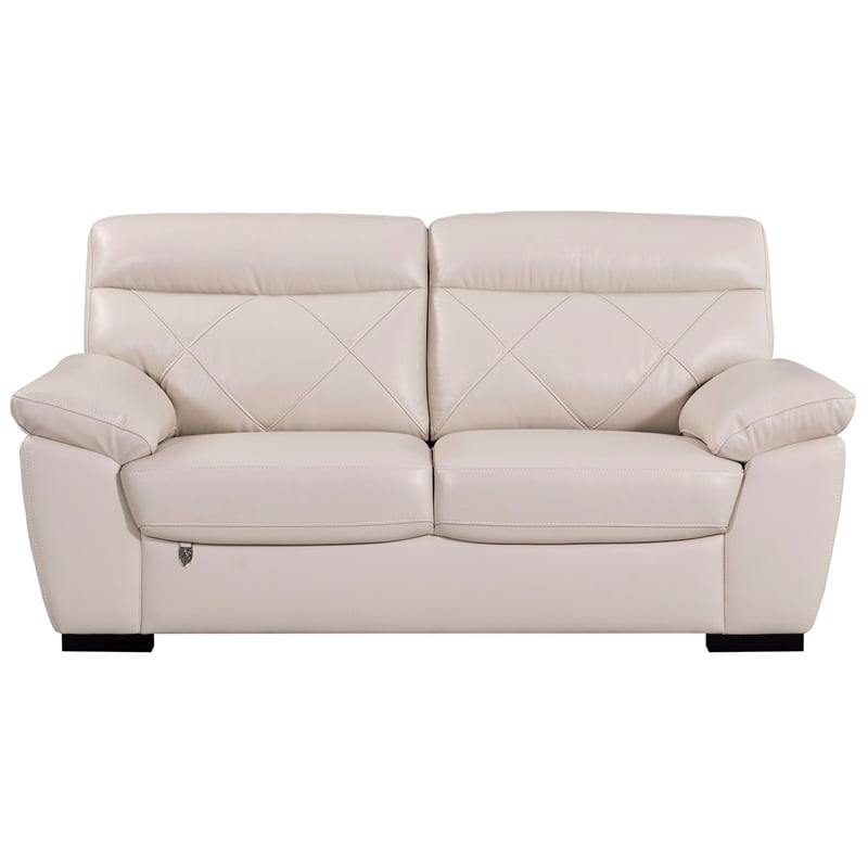 EK081 Light Gray Color With Italian Leather Loveseat