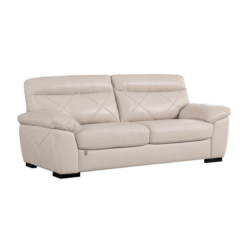 EK081 Light Gray Color With Italian Leather Sofa and wooden legs