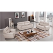 EK081 Light Gray Color With Italian Leather Sofa and wooden legs