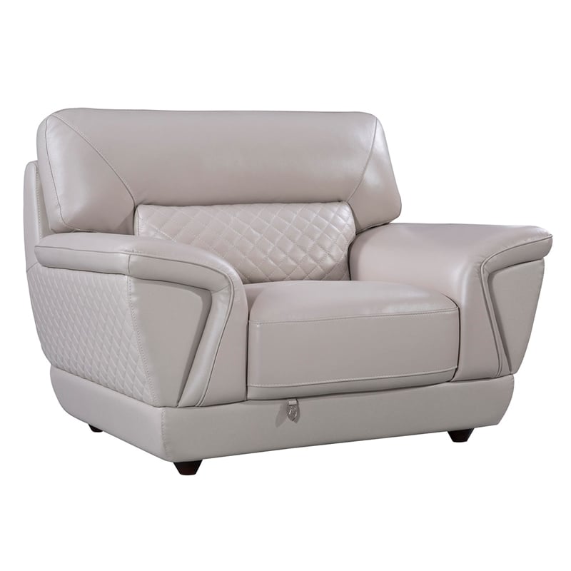 EK099 Light Gray Color With Italian Leather Chair and wooden Legs