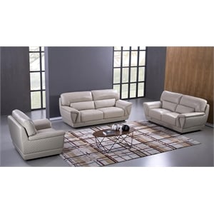 EK099 Light Gray Color With Italian Leather Chair and wooden Legs