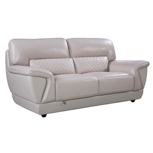 ek099 light gray color with italian leather loveseat and wooden legs