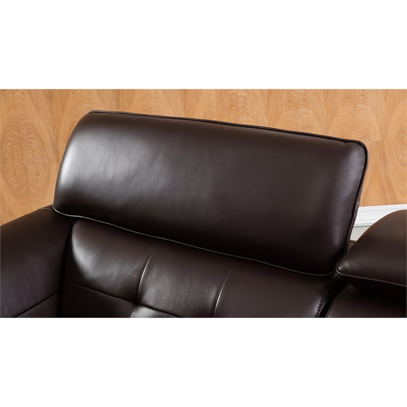 EK-L083 Dark Chocolate (Brown) Color With Italian Leather Right Facing Sectional