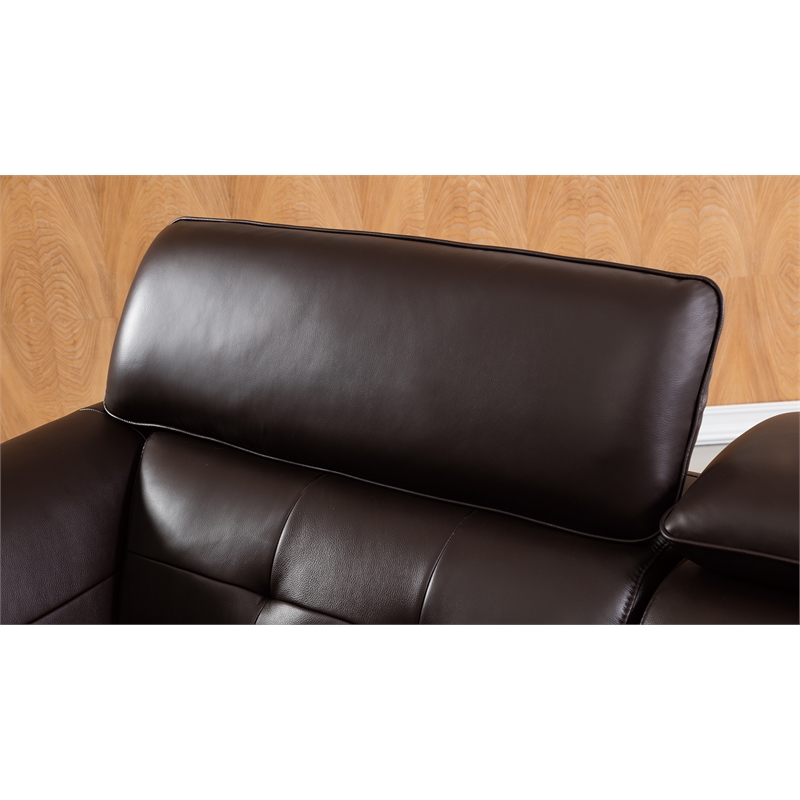 EK-L083 Dark Chocolate (Brown) Color With Italian Leather Sectional Left Facing