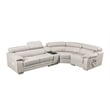 EK-L516 Light Gray Color With Genuine Leather Sectional  Right Facing Chaise