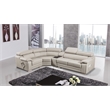 EK-L516 Light Gray Color With Genuine Leather Sectional and Left Facing Chaise