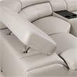 EK-L516 Light Gray Color With Genuine Leather Sectional and Left Facing Chaise