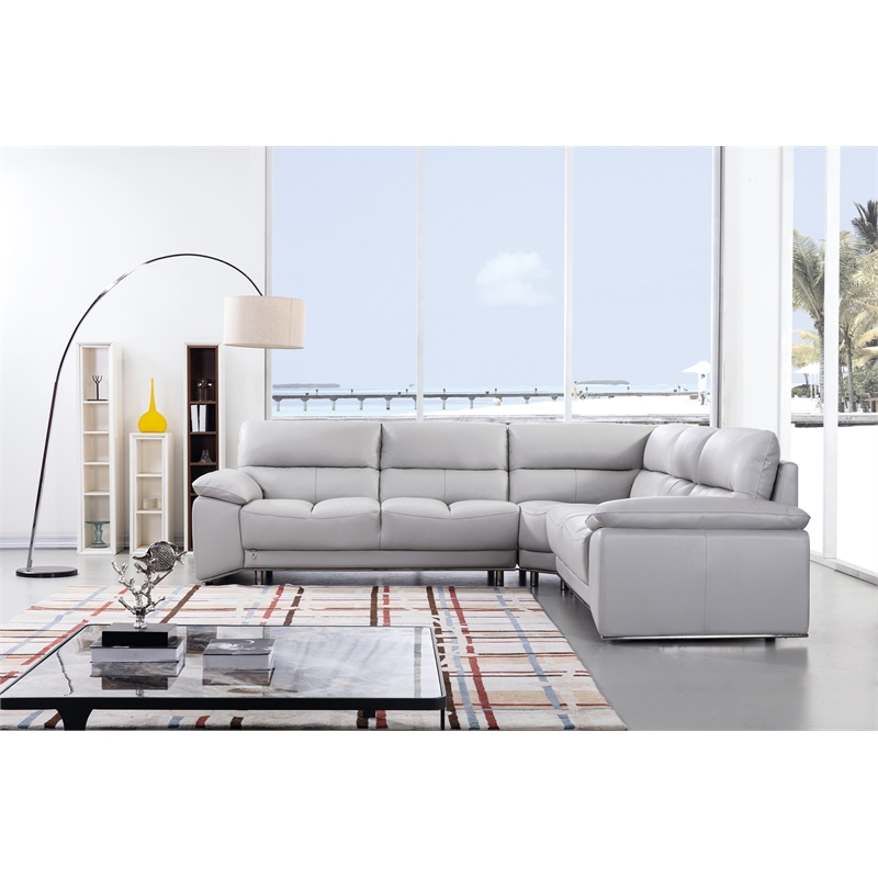 EK-L8000M Light Gray Color With Sectional Faux Leather and Leather Match