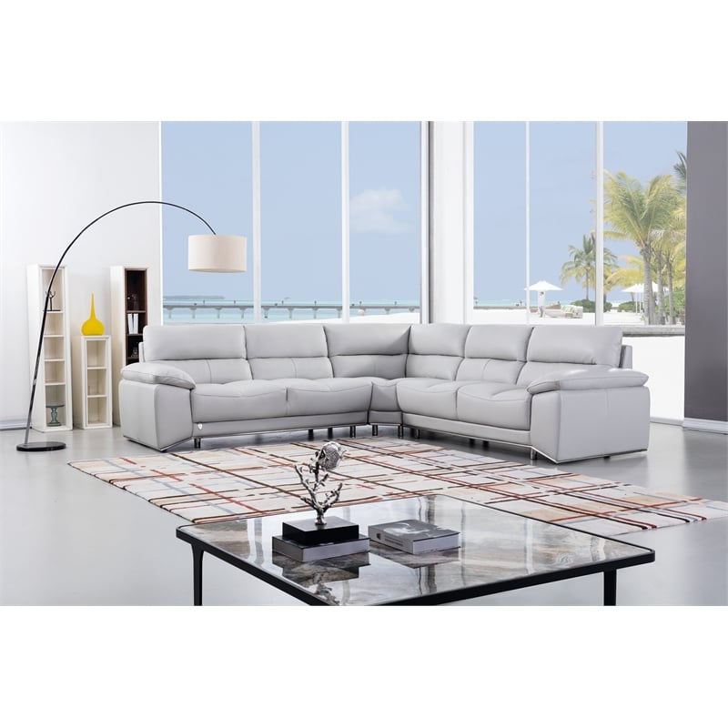 EK-L8000M Light Gray Color With Sectional Faux Leather and Leather Match