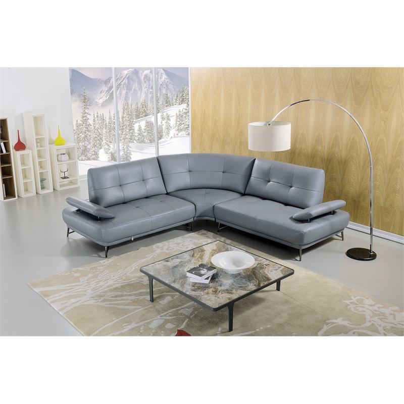 EK-L8005M Blue Gray Color With Sectional Faux Leather and Leather Match