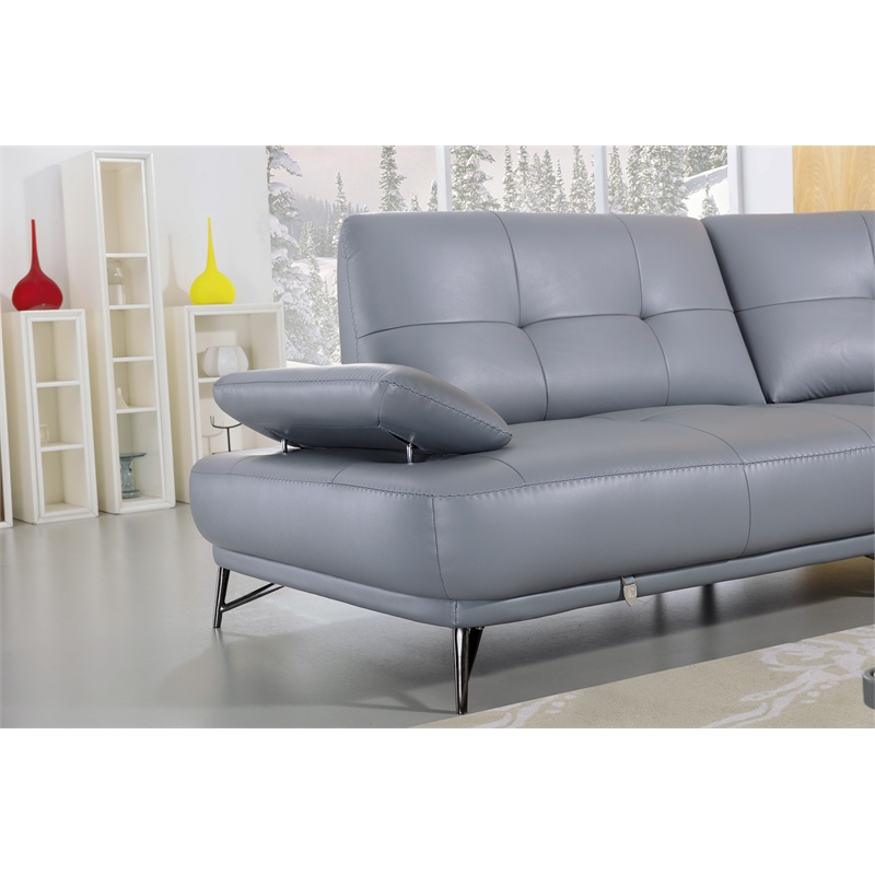 EK-L8005M Blue Gray Color With Sectional Faux Leather and Leather Match