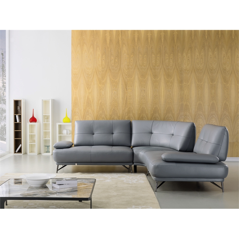 EK-L8005M Blue Gray Color With Sectional Faux Leather and Leather Match