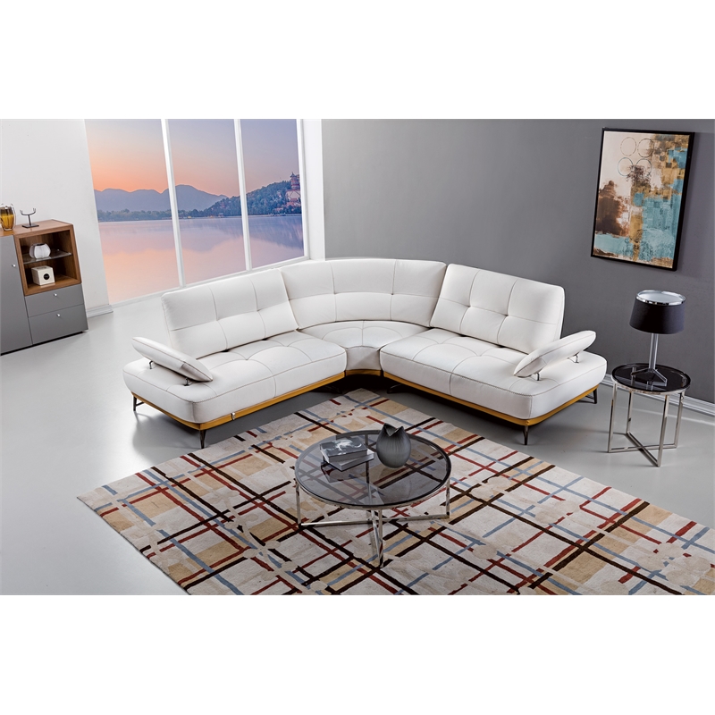 EK-L8005M White and Yellow Color With Sectional Faux Leather and Leather Match