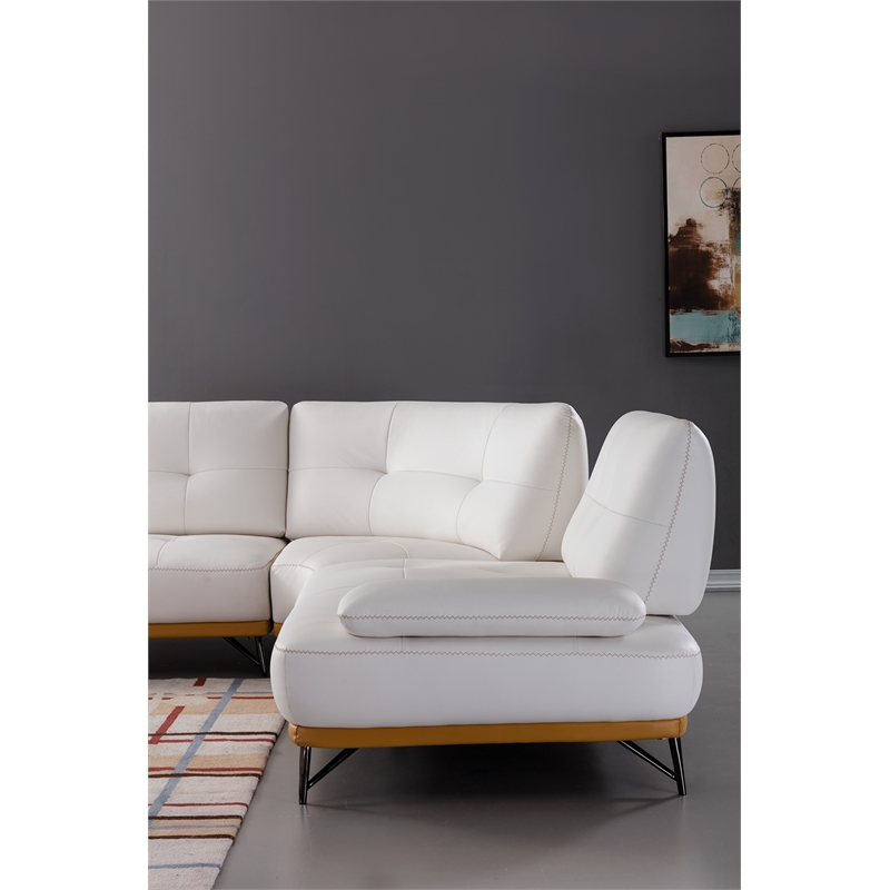 EK-L8005M White and Yellow Color With Sectional Faux Leather and Leather Match