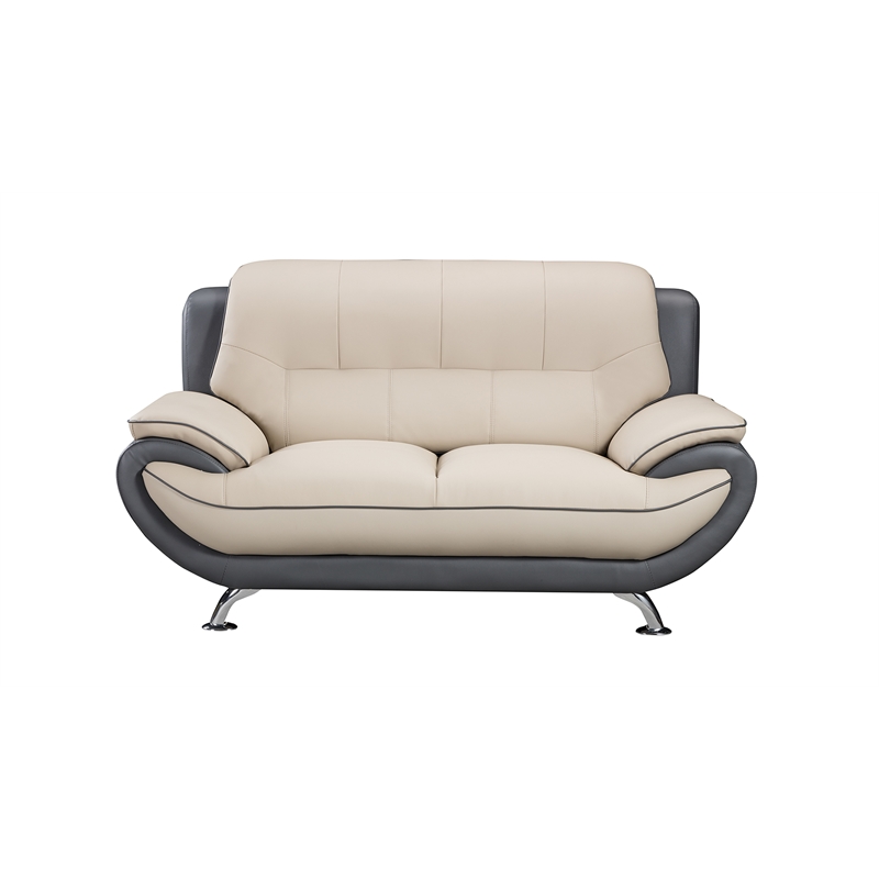AE208 Light Gray and Dark Gray Color With Love Seat Faux and Bonded Leather