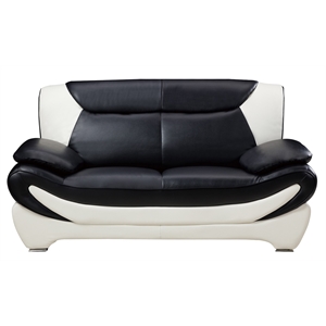 ae209 black and white color with faux leather loveseat