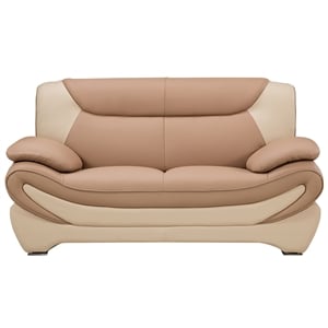 AE209 Camel (Tan) and Ivory Color With With Faux Leather Loveseat