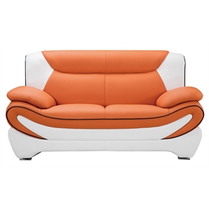 AE209 Orange and White Color With With Faux Leather Loveseat