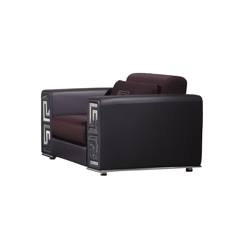 AE223 Burgundy (Brown) Color Faux Leather and Fabric Chair