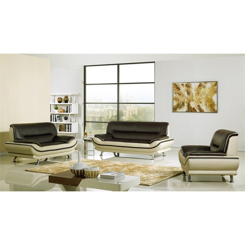 AE709-MA-LG-LS Burgundy and Khaki (Tan) Color With Love Seat Faux Leather