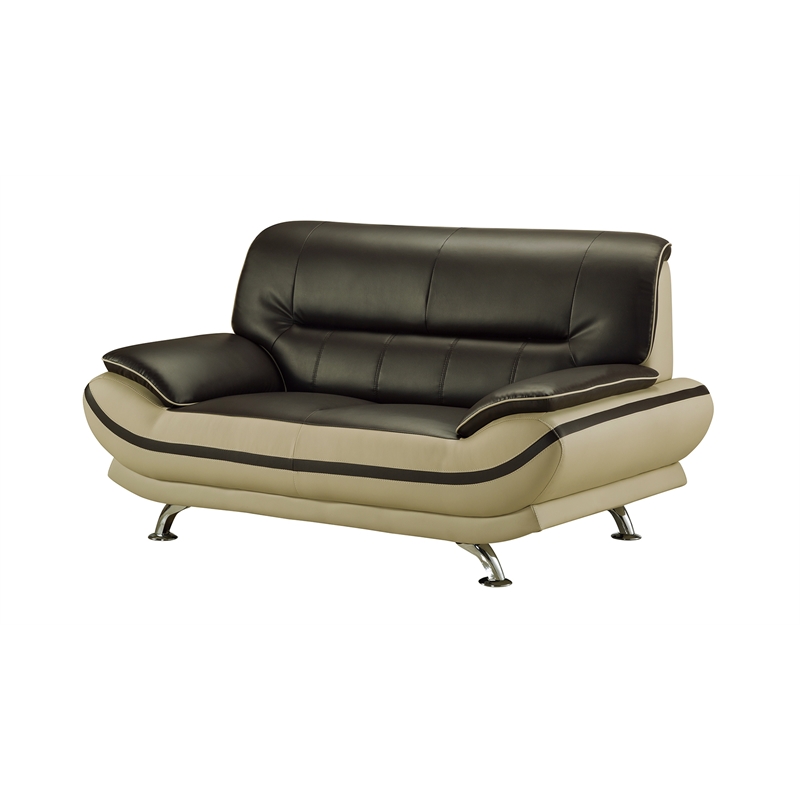 AE709-MA-LG-LS Burgundy and Khaki (Tan) Color With Love Seat Faux Leather