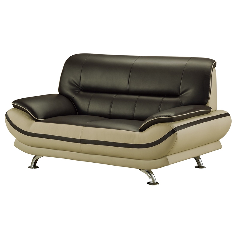 AE709-MA-LG-LS Burgundy and Khaki (Tan) Color With Love Seat Faux Leather