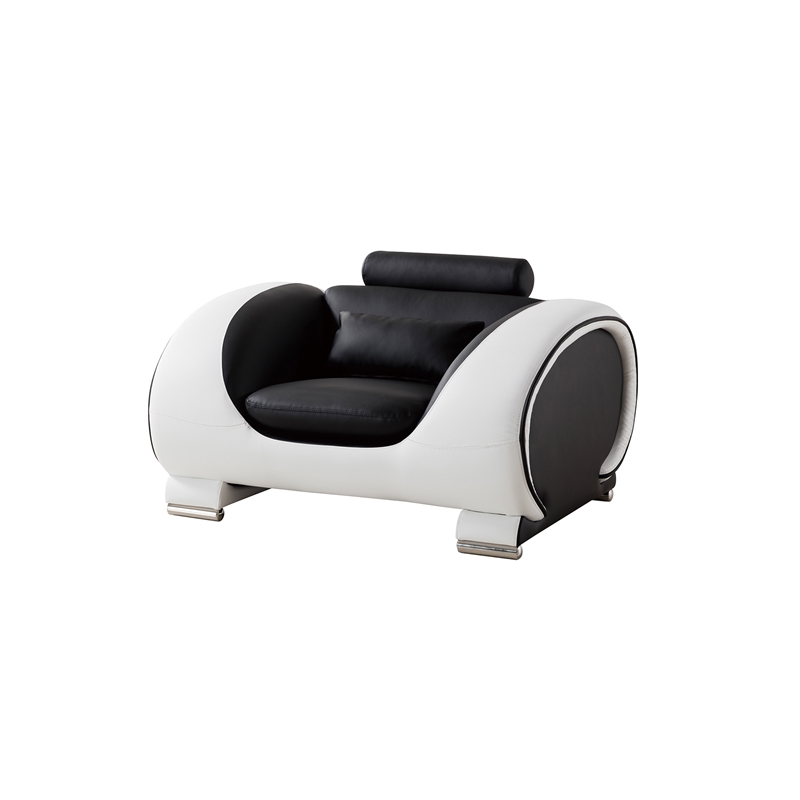 AE-D802 2-Tones Black and White Color With Faux Leather Chair