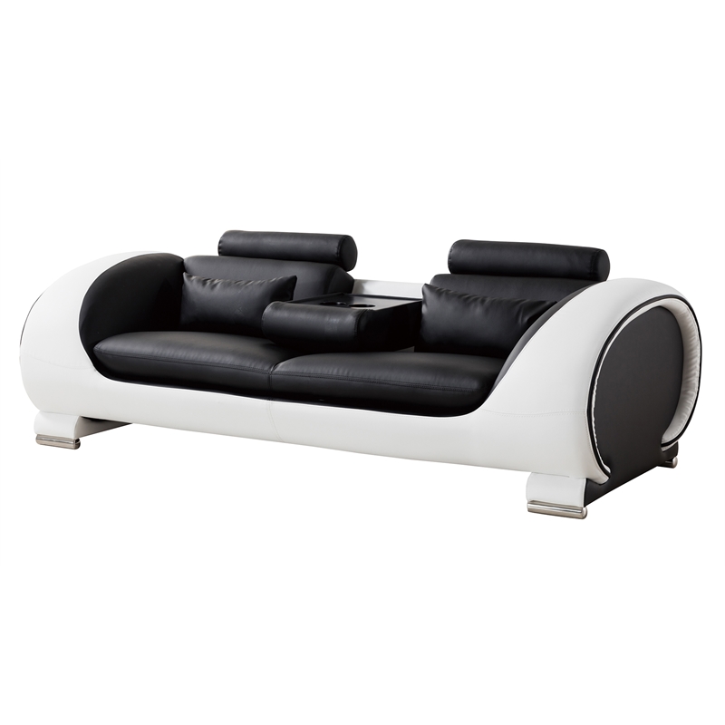 AE-D802 2-Tones in Black and White Color With Faux Leather Sofa