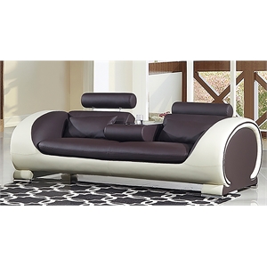 ae-d802 dark chocolate (brown) and cream color with faux leather sofa